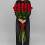 15 длинных красных роз 110 см