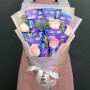 Букет из конфет Milka и розовые розы фото 3